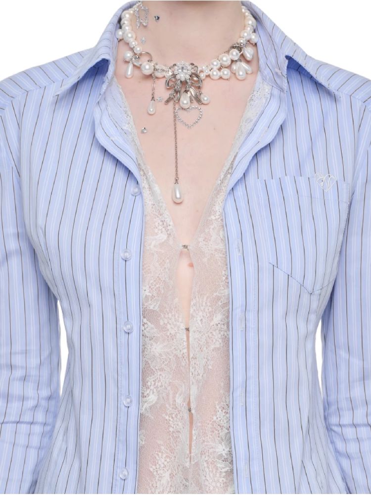 Fake Two Hook Button Slim Shirt【s0000011589】