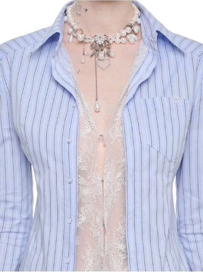 Fake Two Hook Button Slim Shirt【s0000011589】