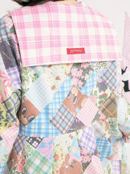 Vintage Bear Floral Navy Collar Dress【s0000018727】