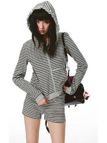 Striped Hooded Sweatshirt【s0000011417】