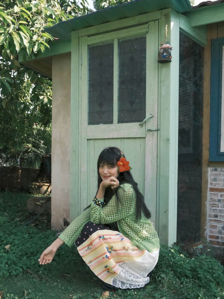 Patchwork lace print polka dot pleated skirt【s0000012769】