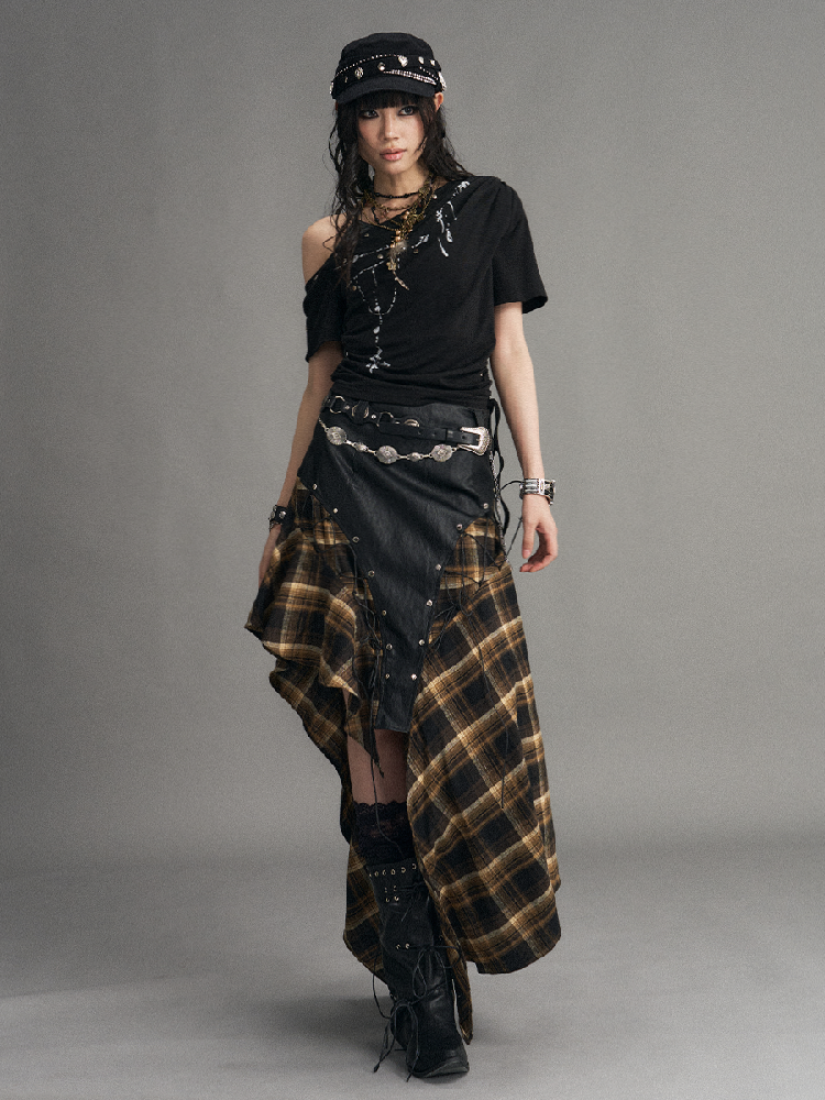 Punk Retro Strappy Plaid Skirt【s0000017534】