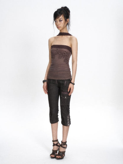 Cutout Knit Patchwork Tube Top【s0000017660】