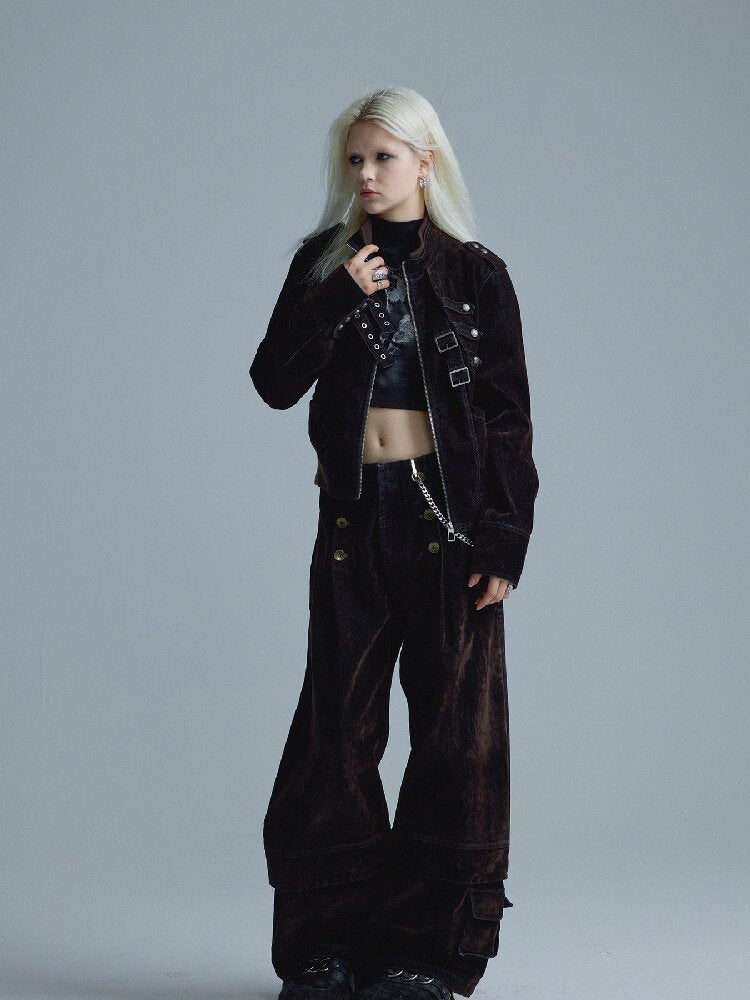 Napoleonic Matte Velvet Belt Jacket【s0000018551】