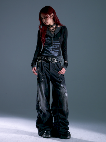 Lace-Up Slim-Fit Long-Sleeve Knit Base【s0000013911】