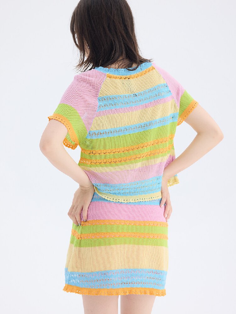 Hollow Knit Puppy Mini Skirt Set【s0000017689】