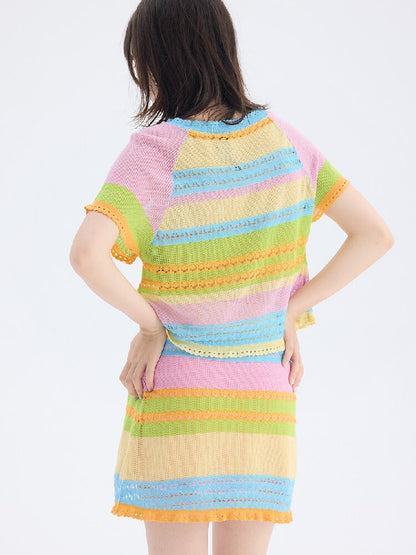 Hollow Knit Puppy Mini Skirt Set【s0000017689】
