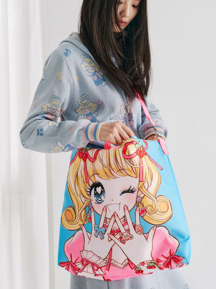 Girl Illustration Pattern Crossbody Handbag【s0000012347】