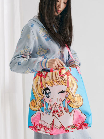 Girl Illustration Pattern Crossbody Handbag【s0000012347】