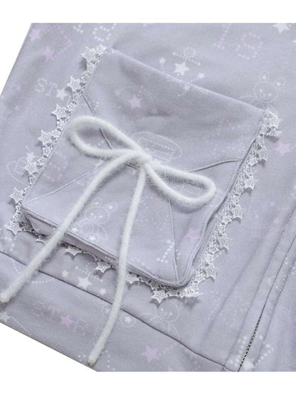 Ghost Horse Gray Rabbit Ear Hooded Sweatshirt【s0000014694】