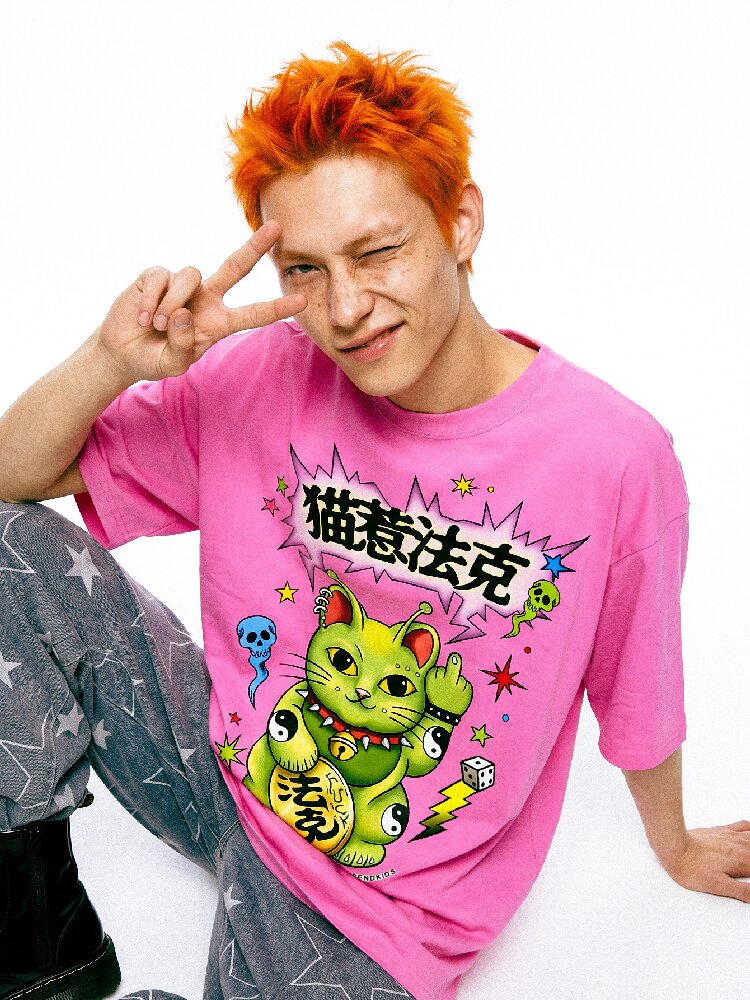 Alien Lucky Cat Loose T Shirt【s0000017111】