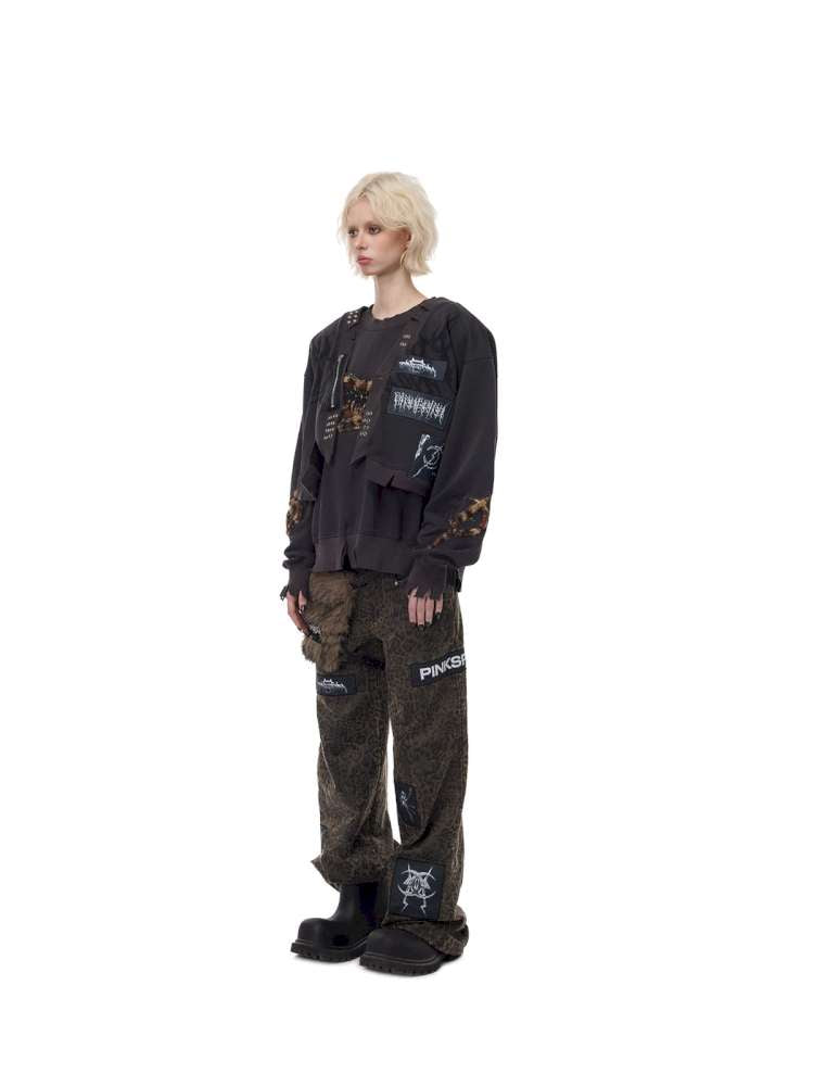 Double Embroidered Leopard Sweatshirt【s0000015121】