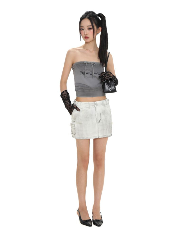 Dirty Hardware Tab Belt Denim Short Skirt【s0000008681】