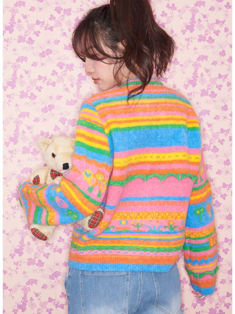 Colorful Striped Plush Knit Sweater【s0000015030】
