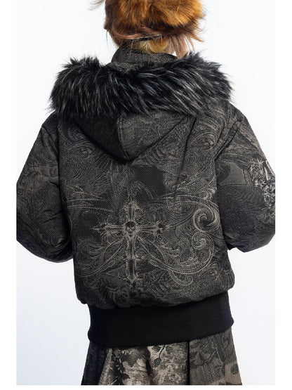 Dark Pattern Fur Collar Down Jacket【s0000018052】