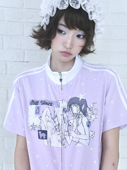 Angel Illustration Purple Cardigan【s0000016543】