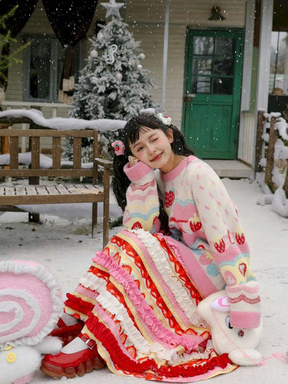 Corduroy Strawberry Print Skirt【s0000015104】