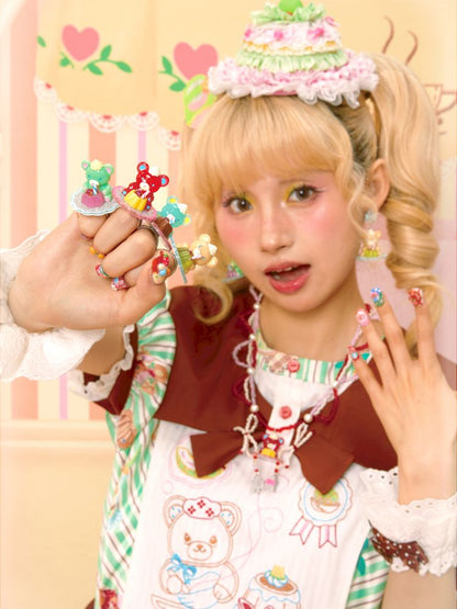 Pudding Bear Resin Colorful Earrings【s0000013353】