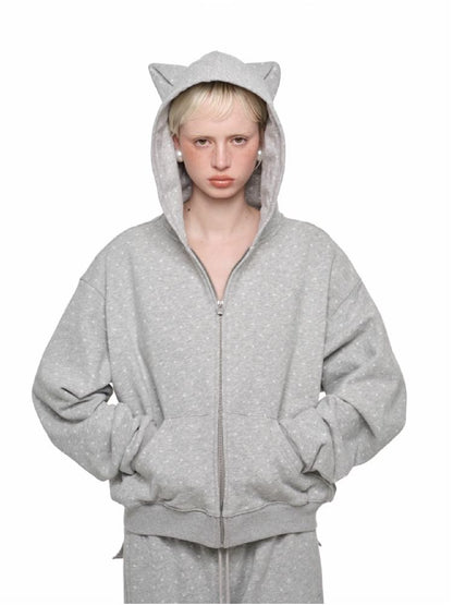 Cat Ears Hooded Cardigan Sweatshirt【s0000011580】
