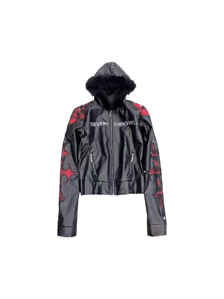 Applique Studded Wool Collar Hooded Jacket【s0000019123】