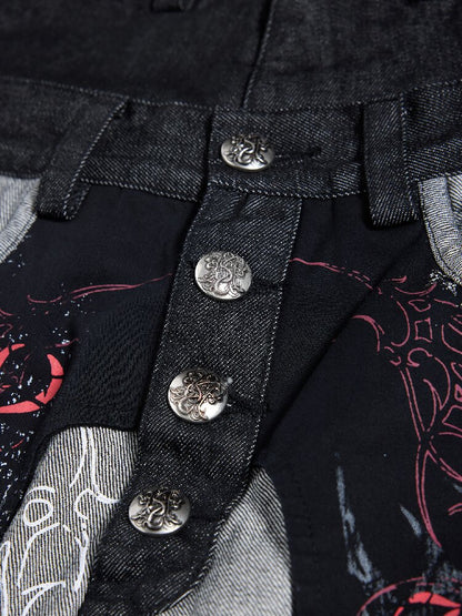 Bare-eared Pulping Double-waisted Jeans【s0000016959】