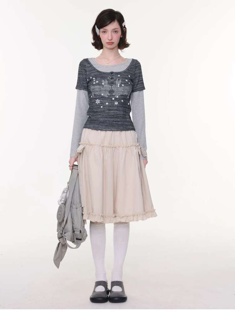 Retro Khaki A-Line Slimming Skirt【s0000015425】