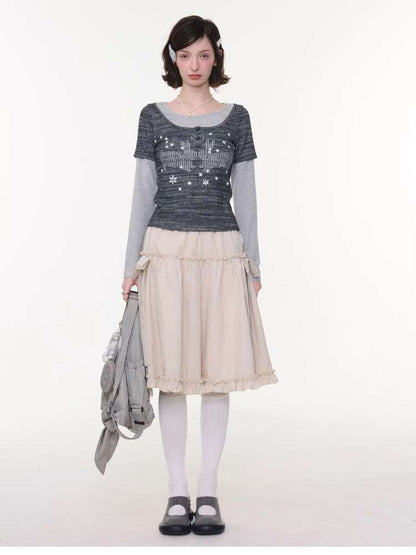 Retro Khaki A-Line Slimming Skirt【s0000015425】