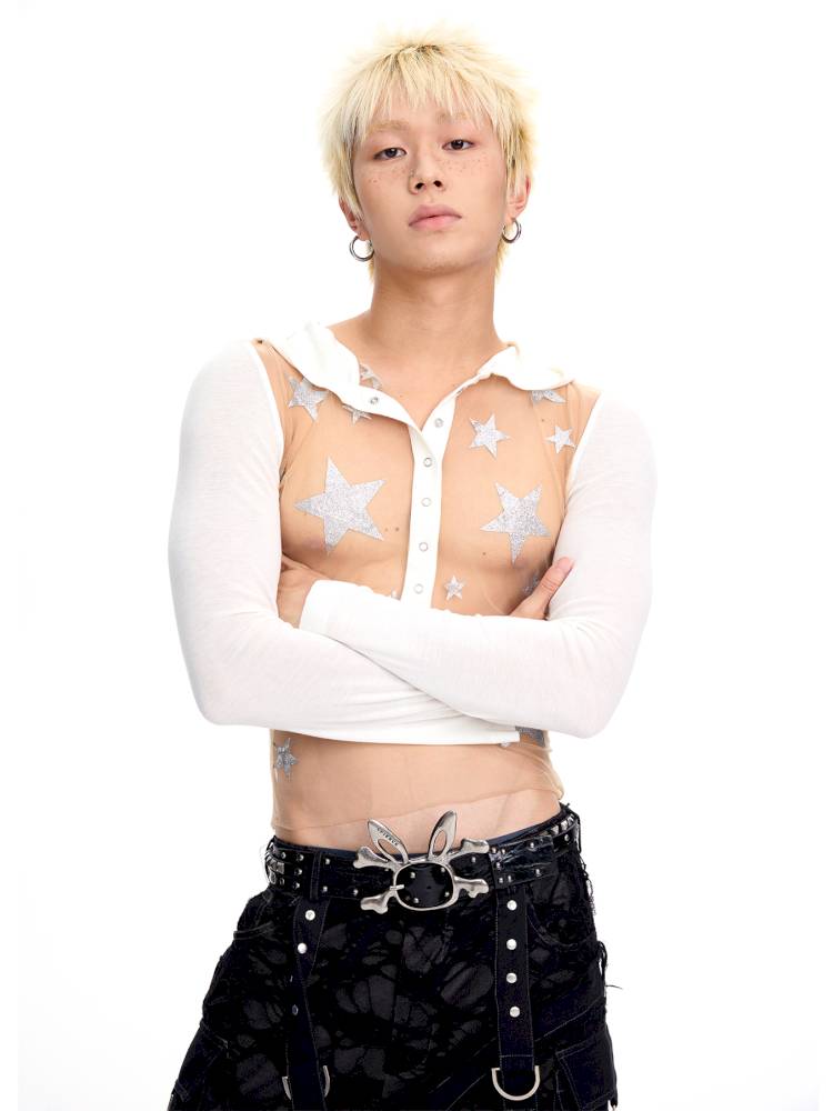 Mesh-Panel Long-Sleeve Top【s0000014416】