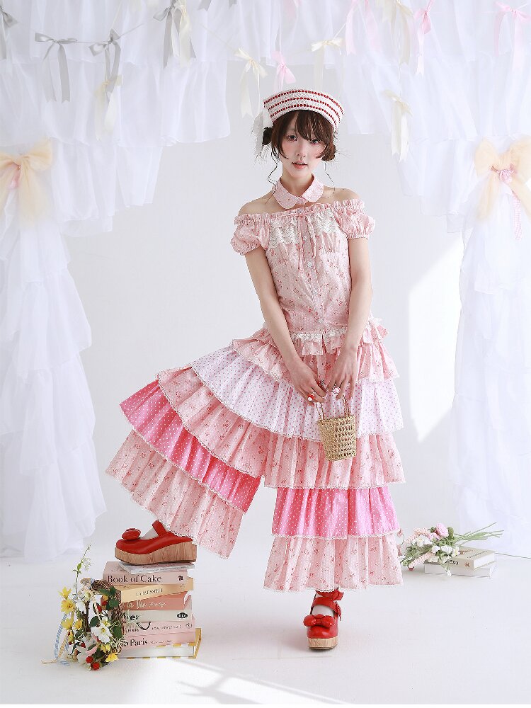 Pink Polka Dot Short Sleeve Shirt【s0000016555】