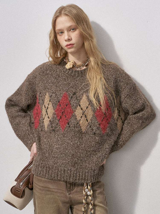 Diamond Plaid Knit Sweater Pants【s0000015072】