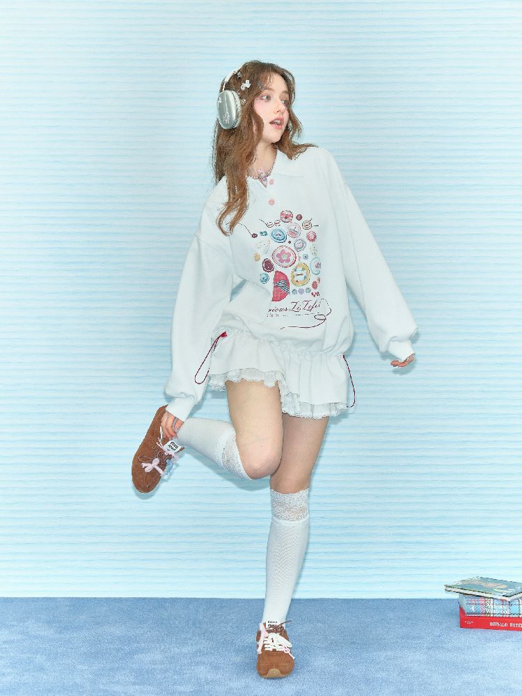 Polo Neck Waisted Sweatshirt Dress【s0000011516】