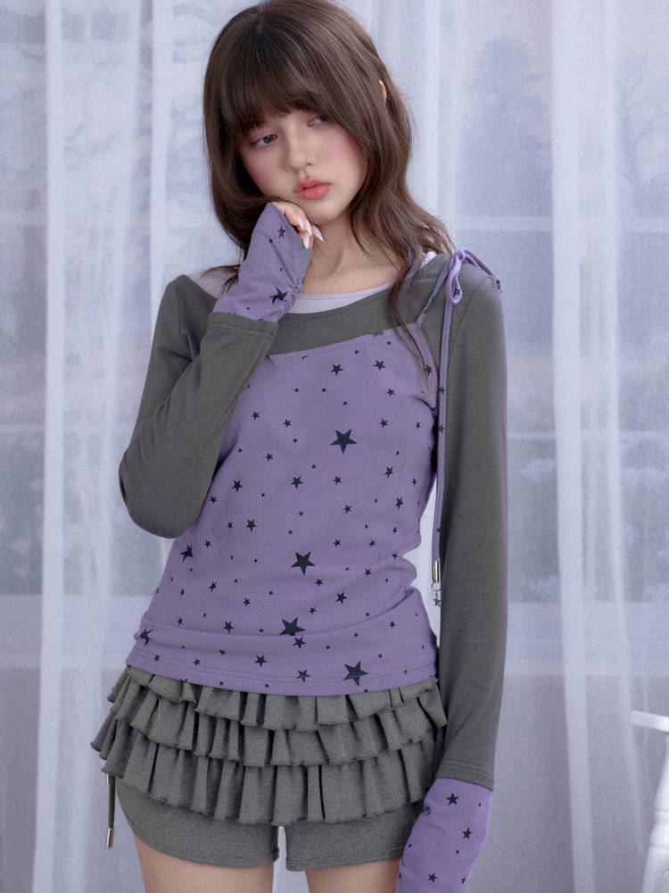 Fake three-piece star top T-shirt【s0000014366】