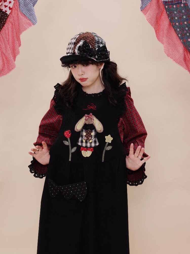 Corduroy Rabbit Strawberry Dress【s0000019288】