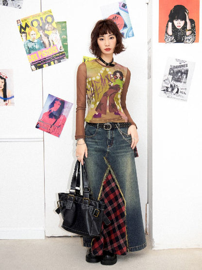 Digital Pattern Printed Long Sleeve T-Shirt【s0000011647】