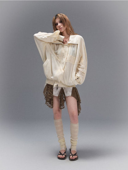 Cross Loose Thin Knit Sunscreen Long Sleeve Jacket [S0000008466]