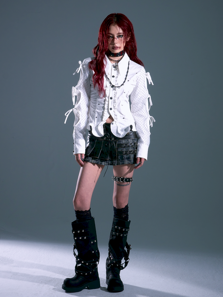 Low Waist Tie Pleated Plaid Skirt【s0000013693】