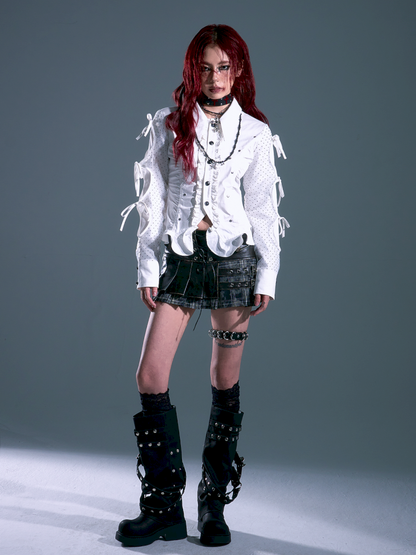 Low Waist Tie Pleated Plaid Skirt【s0000013693】