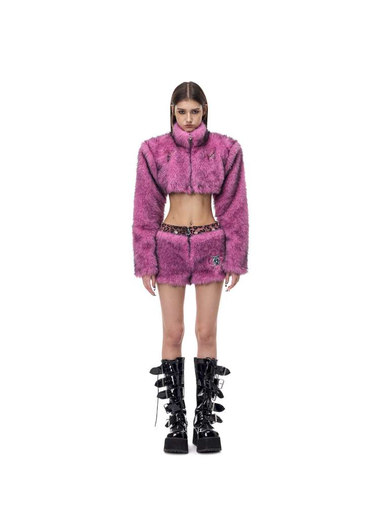 Gradient Fur Short Turtleneck Jacket【s0000015116】