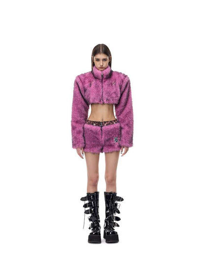 Gradient Fur Short Turtleneck Jacket【s0000015116】