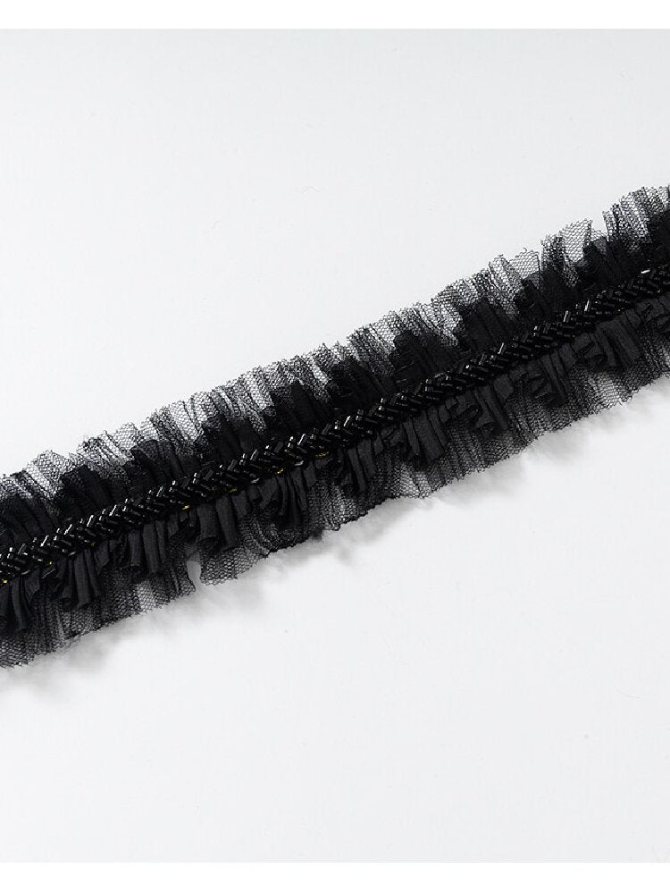 Court Pleated Lace Silk Scarf Waist【s0000016997】