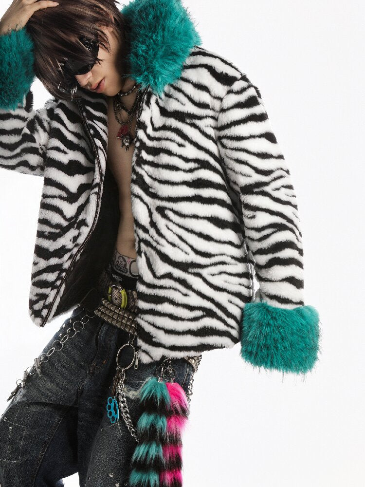 Zebra Print Furtive Faux Coat【s0000019277】