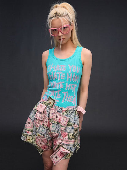 Printed Aro Pants Money Print T【s0000017032】