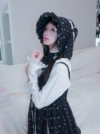 Polka Dot Floral Bud Chiffon Spaghetti Strap Dress【s0000013971】