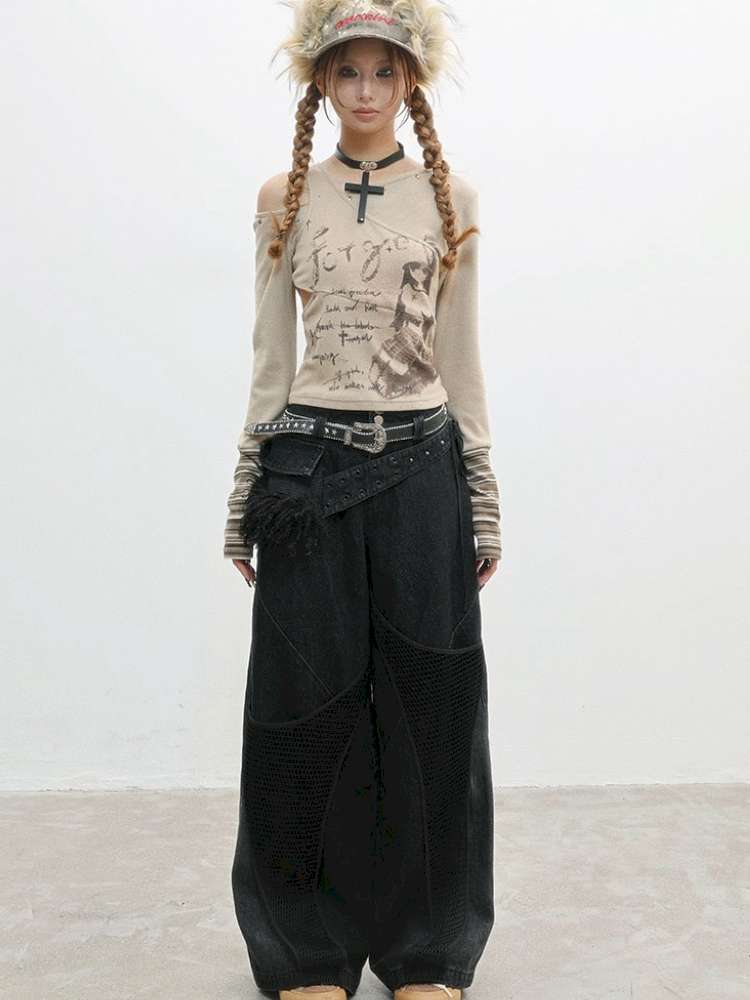 Distressed Workwear Loose Jeans【s0000014836】