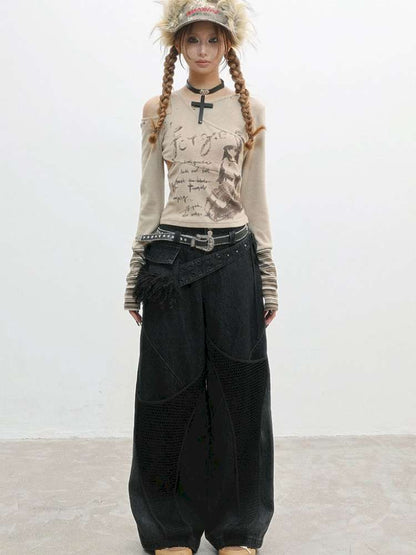 Distressed Workwear Loose Jeans【s0000014836】