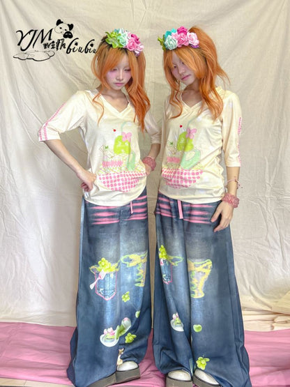 Polka Dot V-Neck Top【s0000013233】