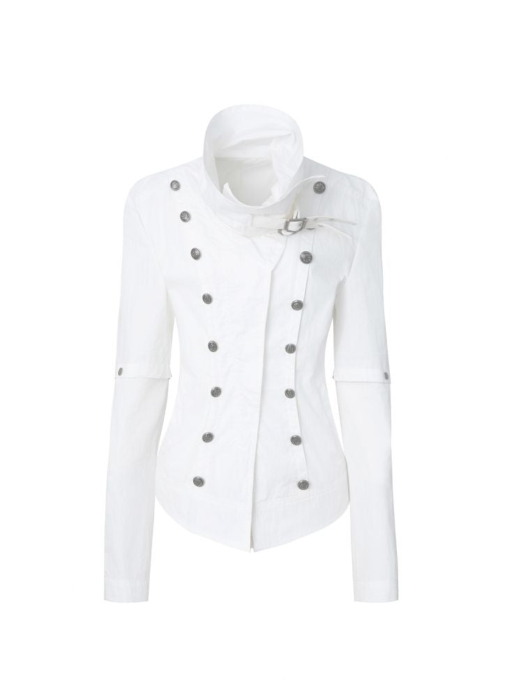 High-Neck Metal Buckle Napoleon Windbreaker【s0000013902】