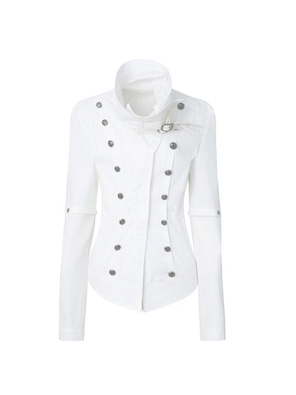 High-Neck Metal Buckle Napoleon Windbreaker【s0000013902】