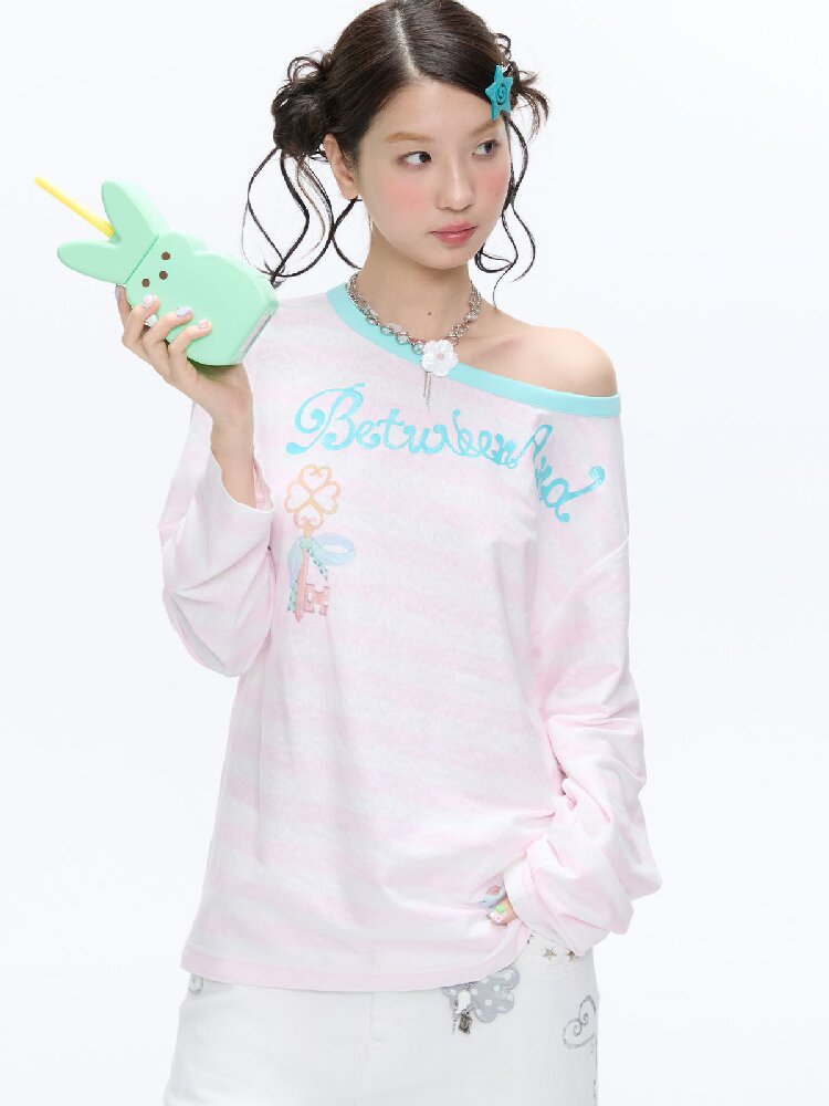 Polka Dot Stripe Long Sleeve Top【s0000016397】