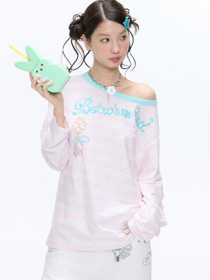 Polka Dot Stripe Long Sleeve Top【s0000016397】